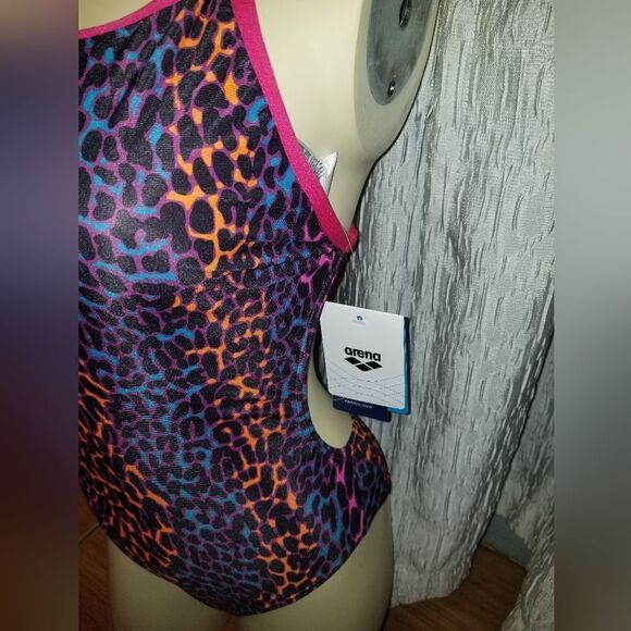 Arena Women's ANIMAL STRIPE BOOSTER BACK ONE PIECE Swimsuit Waterpolo 32 - Picture 9 of 12
